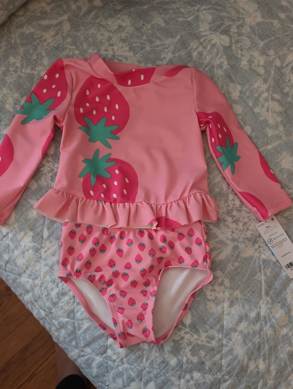 Carter's Strawberry Two-Piece Swimsuit Pink & Green Baby 9M NWT